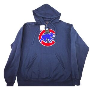 Antigua Chicago Cubs MLB Navy Blue Goalie Pullover Hoodie Sweatshirt XL